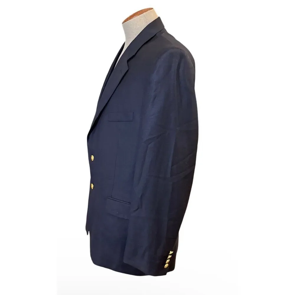 Lauren Ralph Lauren Mens Navy Blue Blazer Wool 48R Preppy Classic
